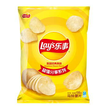 乐事（Lay's）薯片 休闲零食 经典原味 135克